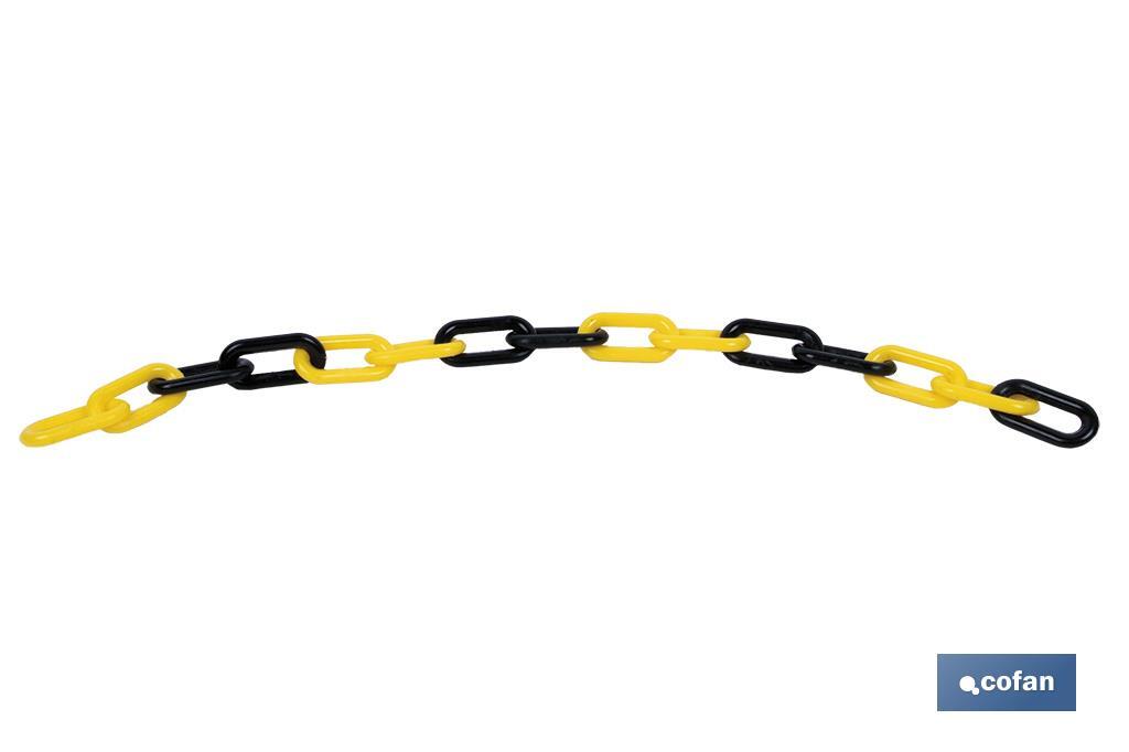 CADENA DE PLÁSTICO 8mm 25 mts (AMARILLO/NEGRO)