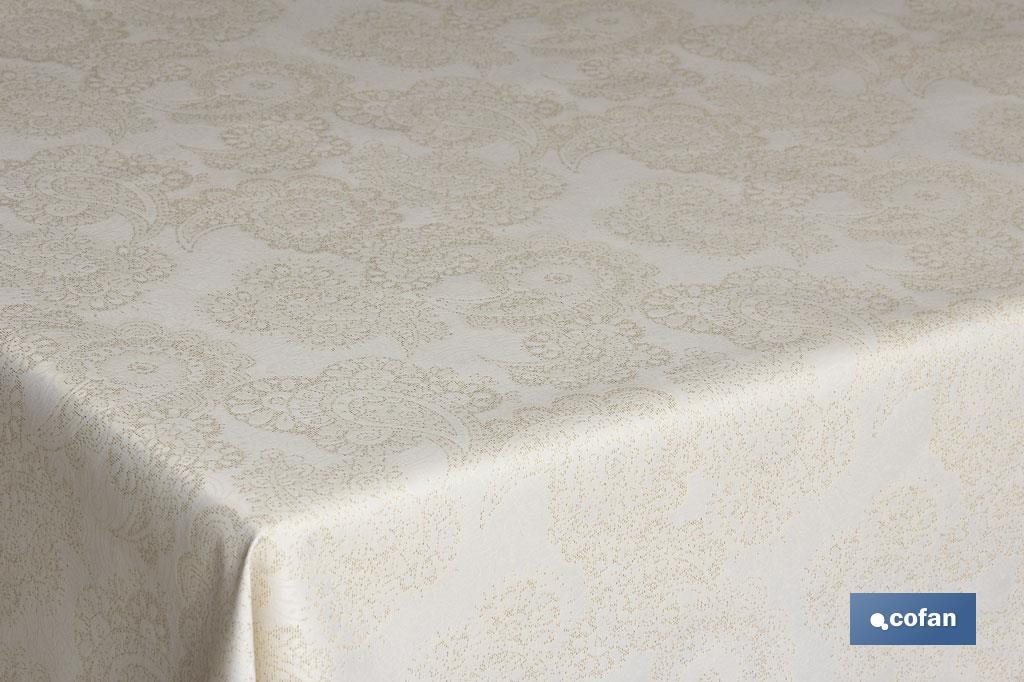 MANTEL JACQUARD LINO ORO 1,40x1,40mt MODELO VELONIA