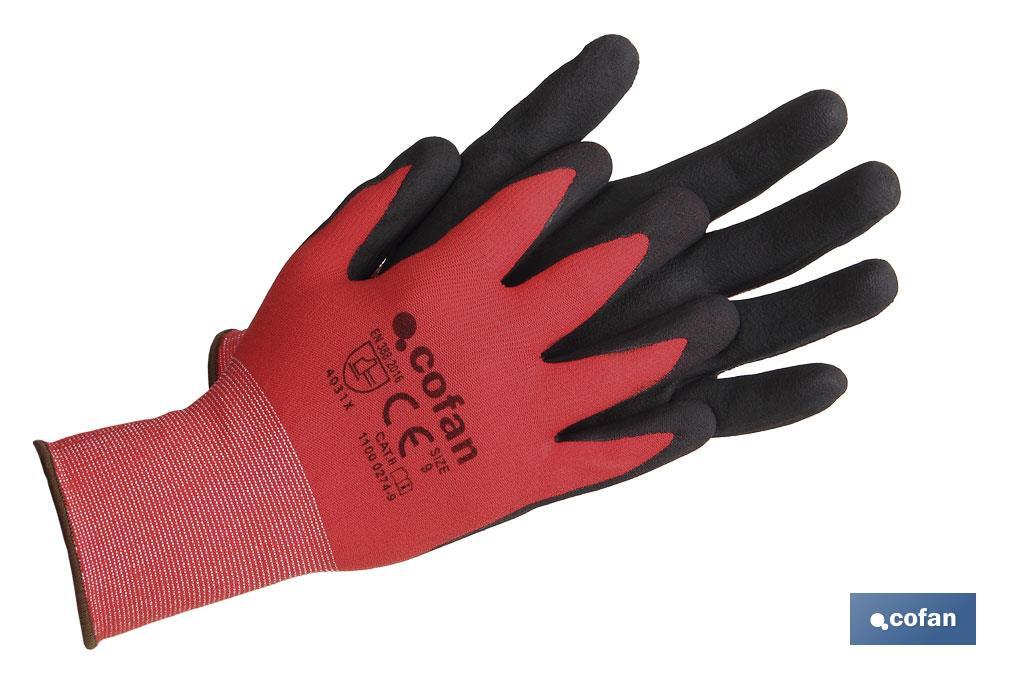 GUANTE IMPREGNADO SANDY COATED ROJO/NEGRO TALLA 6 venta unitaria