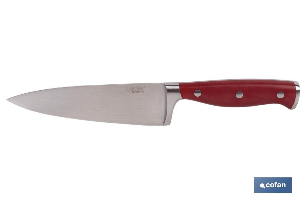 CUCHILLO COCINA HOJA15cm MODELO AGUACEJO ROJO