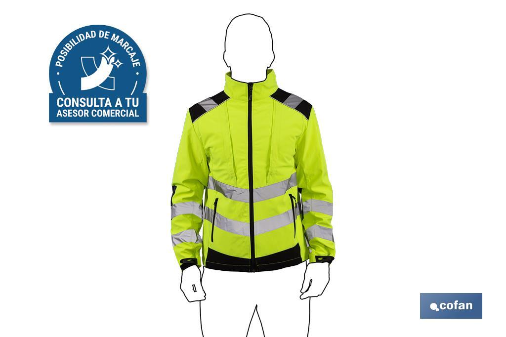 SOFTSHELL DE ALTA VISIBILIDAD MODELO ALFA CENTAURI AMARILLO Y NEGRO TALLA L (PACK: 1 UDS)