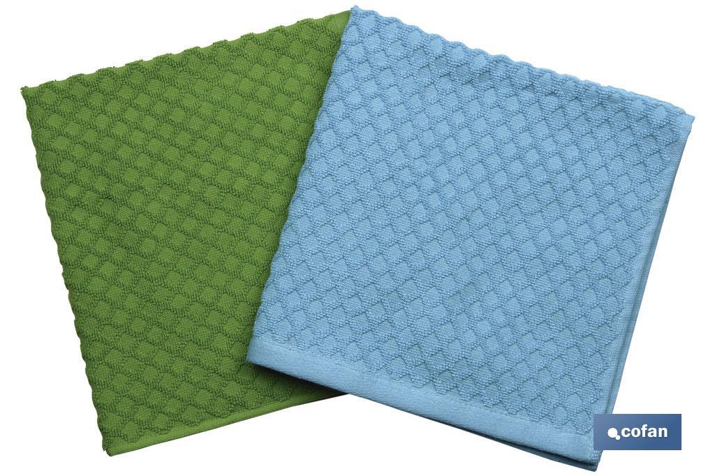 PACK 2 PAÑOS COCINA 50X50 VERDE/AZUL  MODELO MERLOT