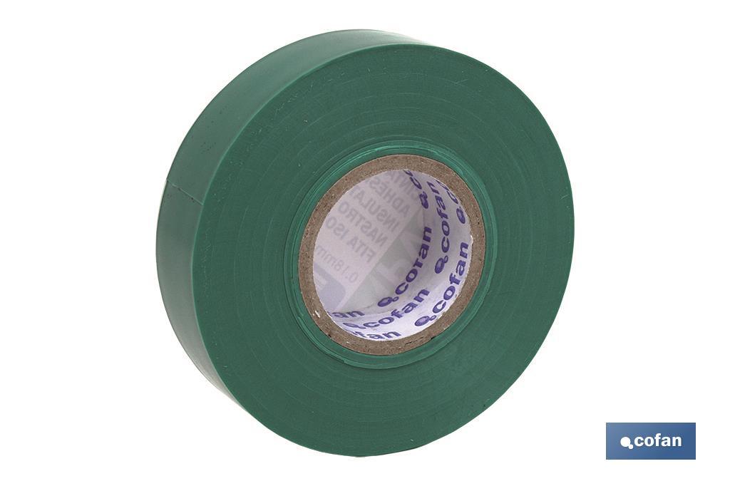 CINTA AISLANTE 180 Micras VERDE 19mmX20 Metros (PACK: 10 UDS) CINTA AISLANTE 180 Micras VERDE 19mmX20 Metros (PACK: 10 UDS)