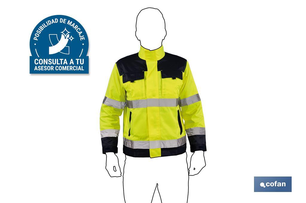 CHAQUETA DE ALTA VISIBILIDAD MODELO VEGA AMARILLA Y AZUL MARINO TALLA M (PACK: 1 UDS) CHAQUETA DE ALTA VISIBILIDAD MODELO VEGA AMARILLA Y AZUL MARINO TALLA M (PACK: 1 UDS)