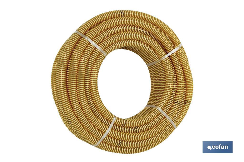 ROLLO DE TUBO DE ASPIRACIÓN ESPIRAL AMARILLO Ø25 MM 25 M (PACK: 1 UDS)