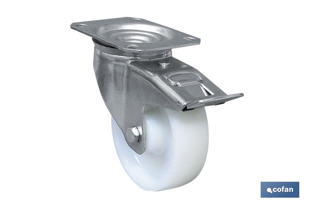 RUEDA NYLON PLACA/FRENO Ø80X30MM (PACK: 1 UDS) RUEDA NYLON PLACA/FRENO Ø80X30MM (PACK: 1 UDS)
