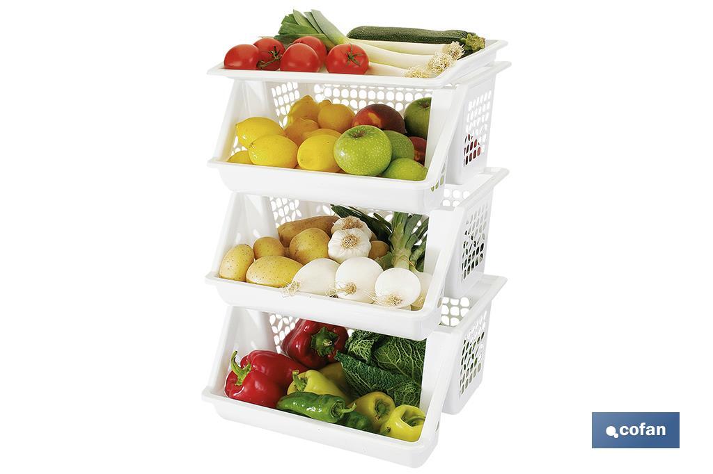 VERDULERO BLANCO 3 CESTAS MODELO GRELOS 62X39X32CM (PACK: 1 UDS) VERDULERO BLANCO 3 CESTAS MODELO GRELOS 62X39X32CM (PACK: 1 UDS)