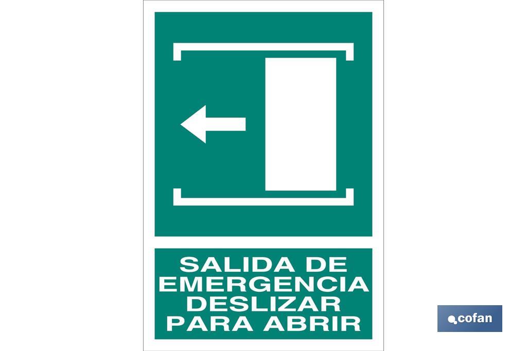 Salida de Emergencia Deslizar para Abrir