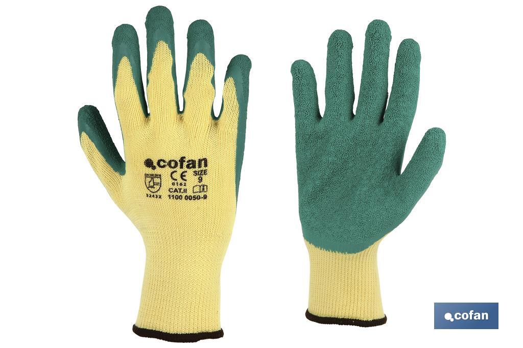 Guantes de Látex Rugoso con Soporte de Punto Verdes