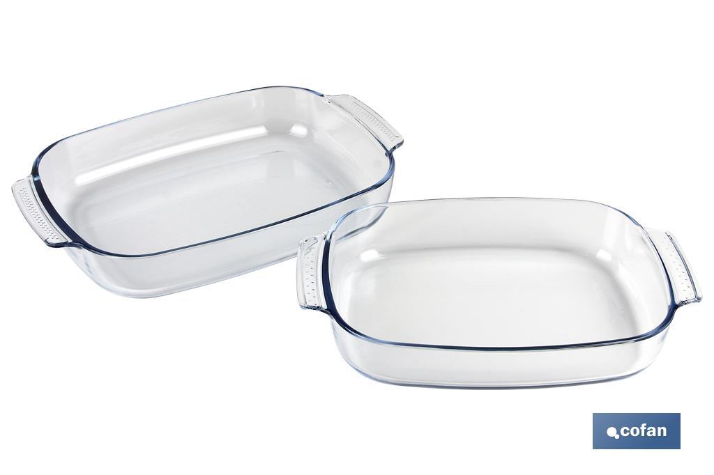 Set de 2 fuentes ovaladas Modelo Baritina | Fabricadas en vidrio borosilicato I Capacidad 2700 ml - 3800 ml